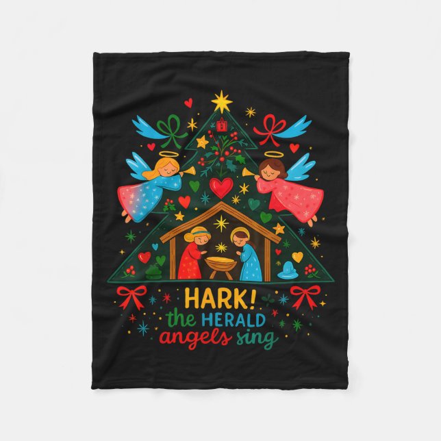 Manta Polar Nativity Hark The Herald Angels Sing Cute Christma (Anverso)