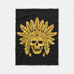 Manta Polar Nativo Americano - Indio - Calavera - Auténtico -