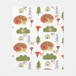 Manta Polar Naturaleza del edgehog Patrón arcoiris floral