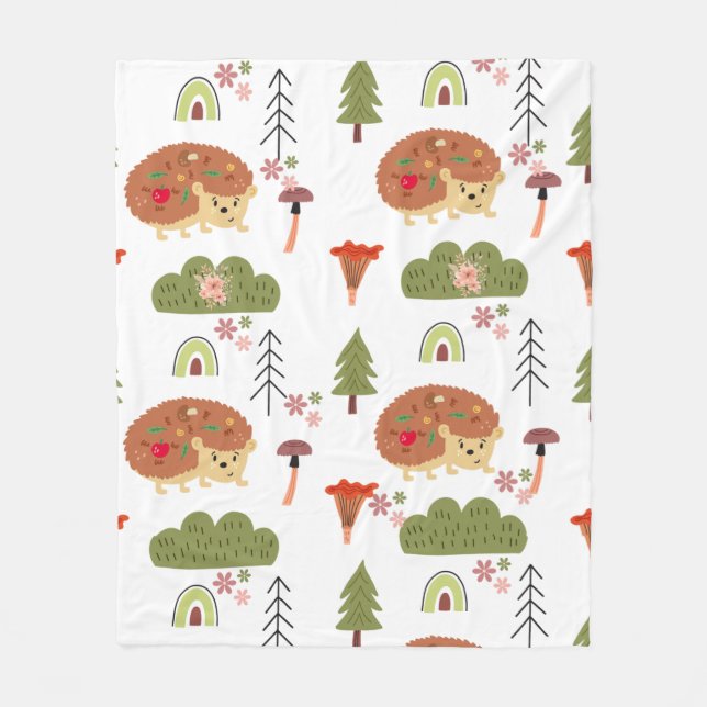 Manta Polar Naturaleza del edgehog Patrón arcoiris floral (Anverso)