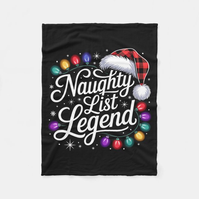 Manta Polar Naughty List Legend Xmas Lights Buffalo Plaid Red  (Anverso)