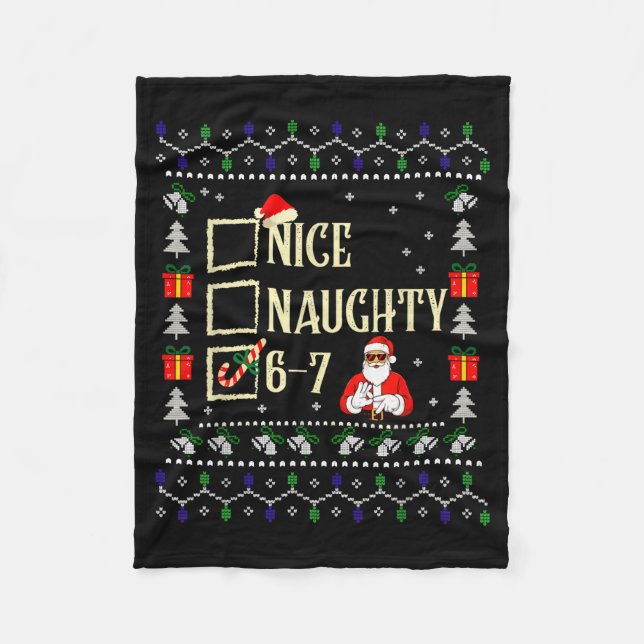 Manta Polar Naughty Nice Six Seven Kids Ugly Christmas Sweater (Anverso)