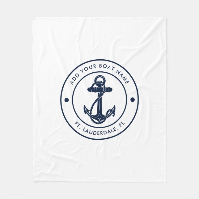 Manta Polar Nautical Anchor Bote Name Navy Blue Boating Person (Anverso)