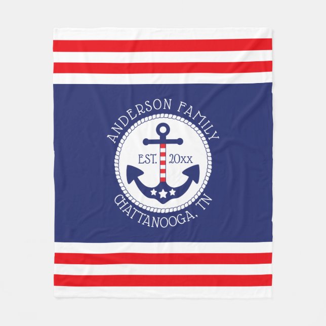 Manta Polar Nautical Anchor Family Name Patriotic (Anverso)