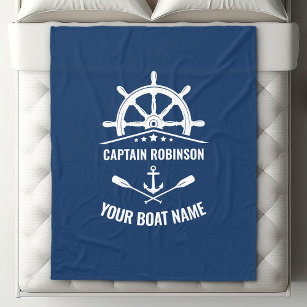 Manta Polar Nautical Anchor Oars Helm Captain & Boat Name Navy