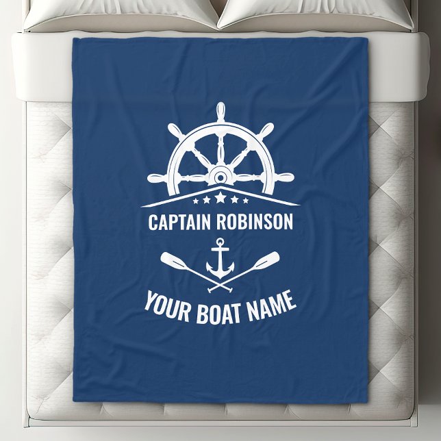 Manta Polar Nautical Anchor Oars Helm Captain & Boat Name Navy (Edit to easily change the primary color if needed.)