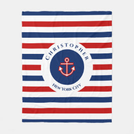Manta Polar Nautical Marine Navy Blue Red White Stripes