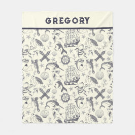 Manta Polar Náutico antiguo marinero tatuajes estampados