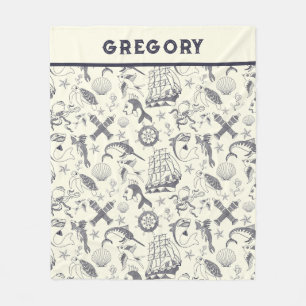 Manta Polar Náutico antiguo marinero tatuajes estampados