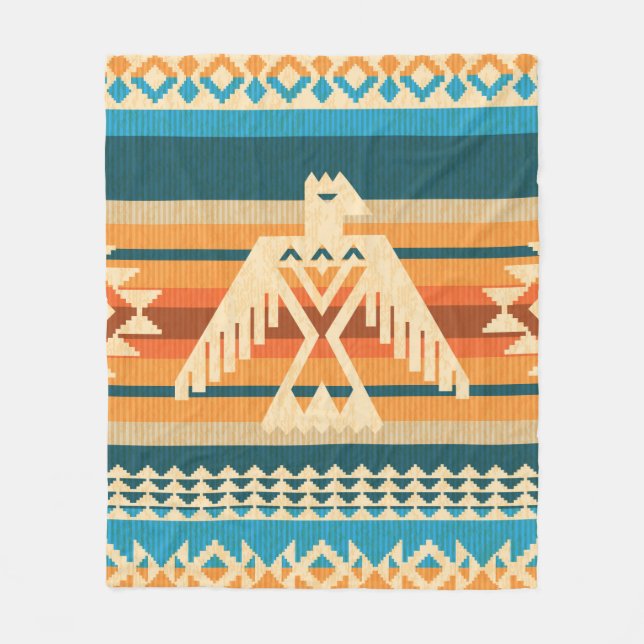 Manta Polar Navajo style abstract seamless pattern with eagle  (Anverso)
