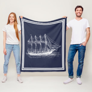 Manta Polar Nave blanca náutica del Schooner del vintage