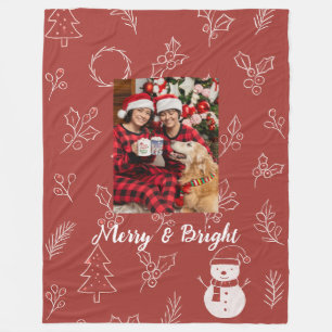 Manta Polar Navidad Bohemio Floral Alegre y Brillante