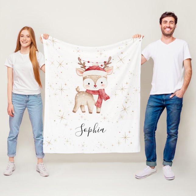Manta Polar Navidad Ciervo Personalizada (In situ)