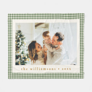Manta Polar Navidad con foto personalizada de cuadros de gingh