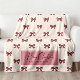 Manta Polar Navidad con patrón de lazo a rayas personalizado l
