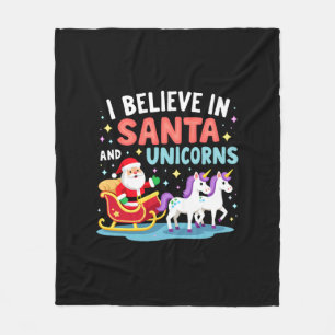 Manta Polar Navidad Creo En Santa Y Unicornios Divertido Xm