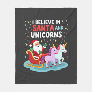 Manta Polar Navidad Creo En Santa Y Unicornios Divertido Xm
