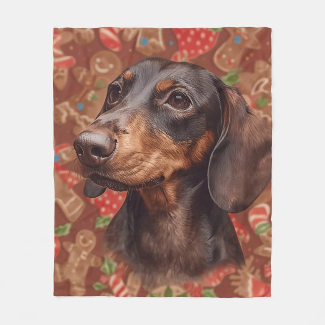 Manta Polar Navidad Dachshund (Anverso)