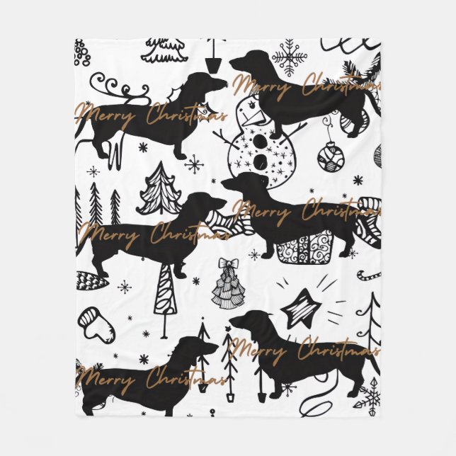 Manta Polar Navidad Dachshund (Anverso)