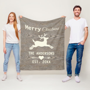 Manta Polar Navidad de madera resistido rústico de la familia