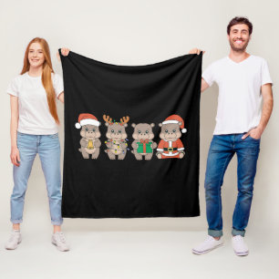 Manta Polar Navidad de Moo Deng Hipopótamo Bebé