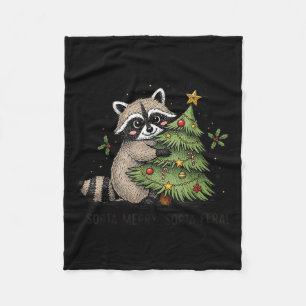 Manta Polar Navidad Divertida Mapache Algo Alegre Algo Feral L