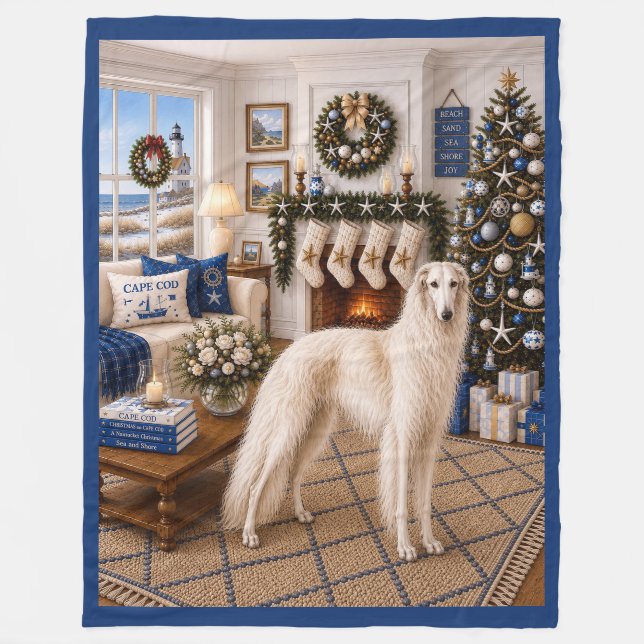 Manta Polar Navidad en Cape Cod, Borzoi (Anverso)