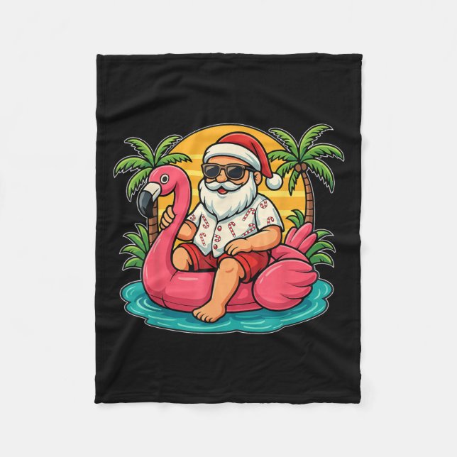 Manta Polar Navidad En Julio, Camisas Santa Flamingo Flotan Ho (Anverso)