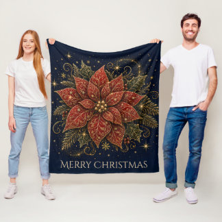Manta Polar Navidad en las Estrellas | Flor de Nochebuena