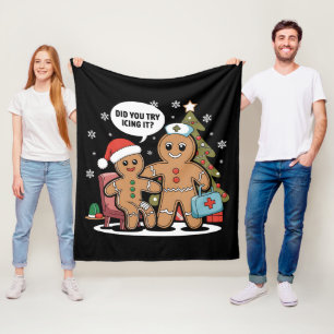 Manta Polar Navidad Enfermera A Gingerbread Man ¿Intentaste Iz