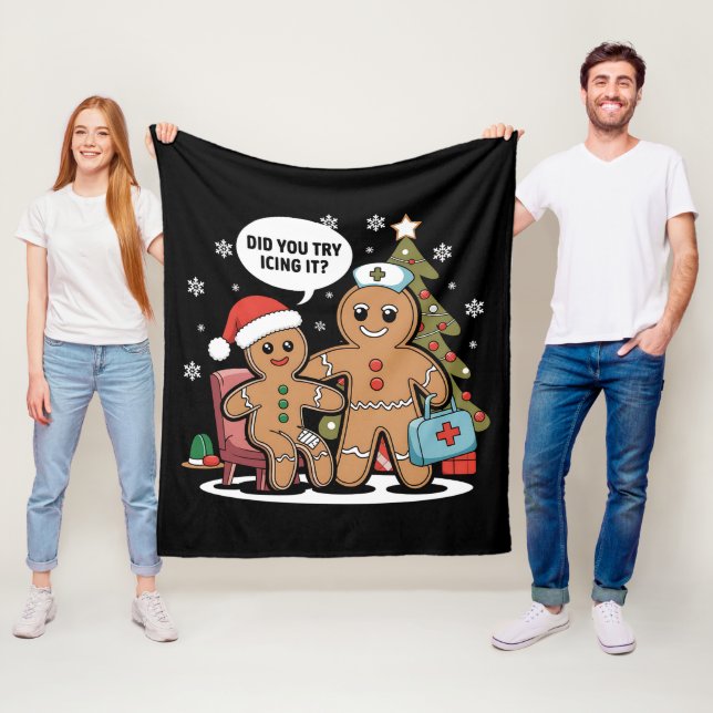 Manta Polar Navidad Enfermera A Gingerbread Man ¿Intentaste Iz (In situ)
