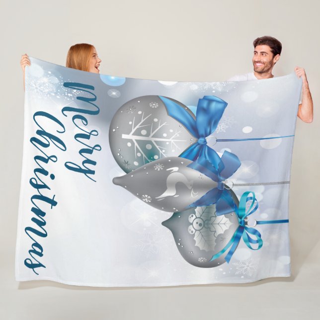 Manta Polar Navidad Fleece Tira Ornaments Winowflake (In situ)