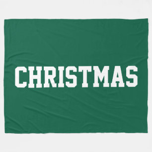 Manta Polar NAVIDAD Nostálgico Texto Blanco Sobre Verde Abeto