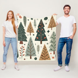 Manta Polar Navidad Patrón de árbol vintage vacaciones