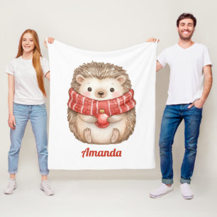 Manta Polar Navidad personalizada de erizo caprichosa