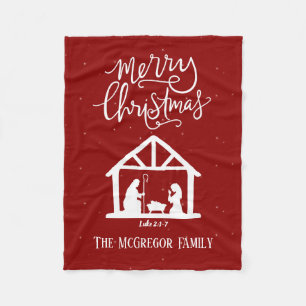 Manta Polar Navidad Personalizada Roja Familia Nombre Nativida