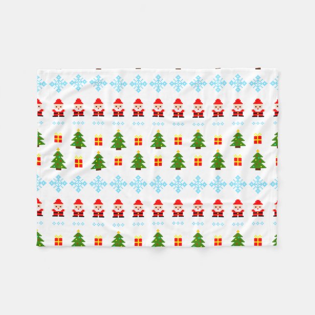 Manta Polar Navidad Pixel Art (Frente (Horizontal))