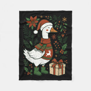 Manta Polar Navidad Retro Boho Floral Divertida Patoja Amante 