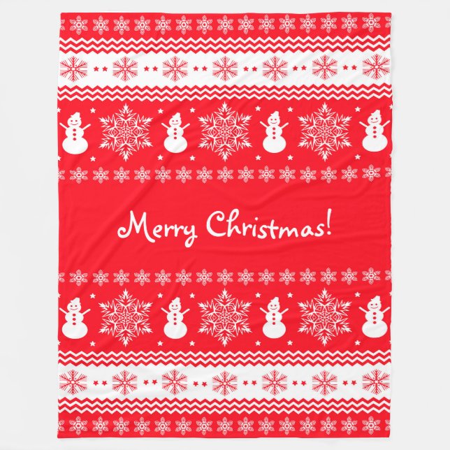 Manta Polar Navidad rojo y blanco (Anverso)