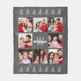 Manta Polar Navidad rústico de la pizarra del monograma del