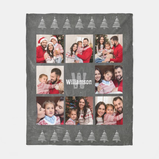 Manta Polar Navidad rústico de la pizarra del monograma del (Anverso)