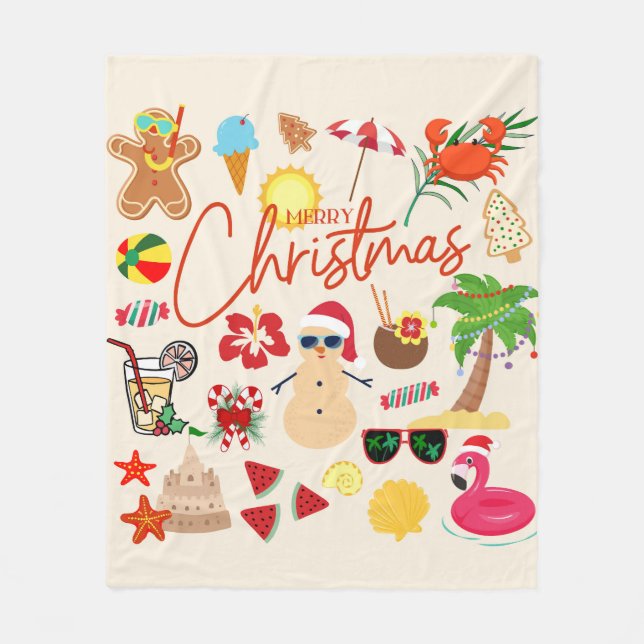 Manta Polar Navidad Tropical (Anverso)