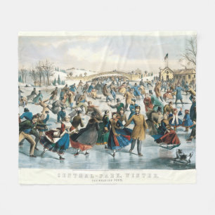 Manta Polar Navidad Victoriana Central Park Currier & Ives