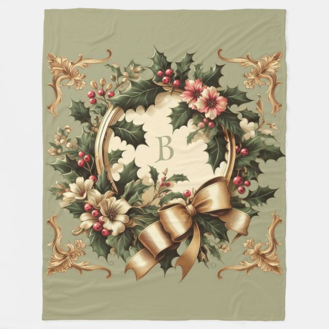 Manta Polar Navidad victoriana/clásica/vintage (Anverso)