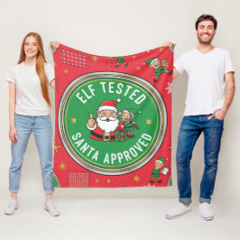Manta Polar Navidad Vintage Aprobada por Santa y Probada por D