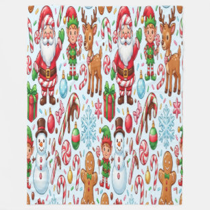 Manta Polar Navidad Vintage Retro Caña de Caramelo Rojo Maravi