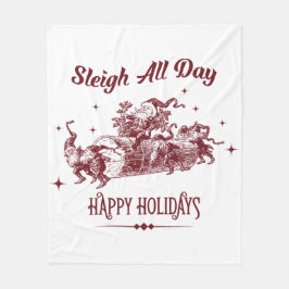 Manta Polar Navidad Vintage Trineo Todo el Día