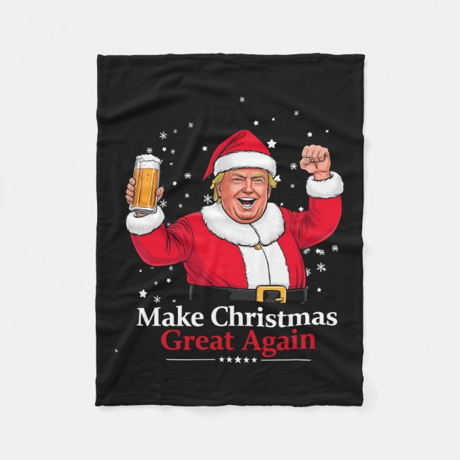 Manta Polar Navidades 2024 Funny Trump & amp; Cerveza hace Nav (Anverso)