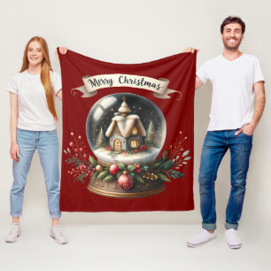Manta Polar Navidades acogedores Escena de la cabaña de glóbul