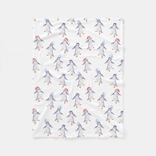 Manta Polar Navidades adoran pingüinos bailarines (Anverso)